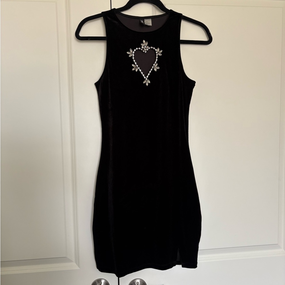H&M Elegant Black Mini Dress with Heart Detail